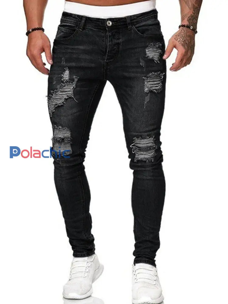 Jeans rétro occasionnels des hommes Noir / S