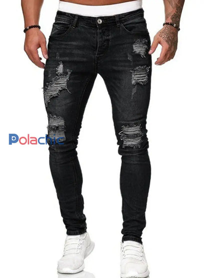 Jeans rétro occasionnels des hommes Noir / S