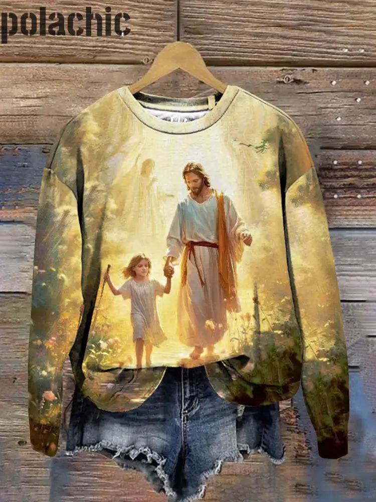 Jésus Art Print Sweat-Shirt Unisexe À Col Rond A / S Bestseller