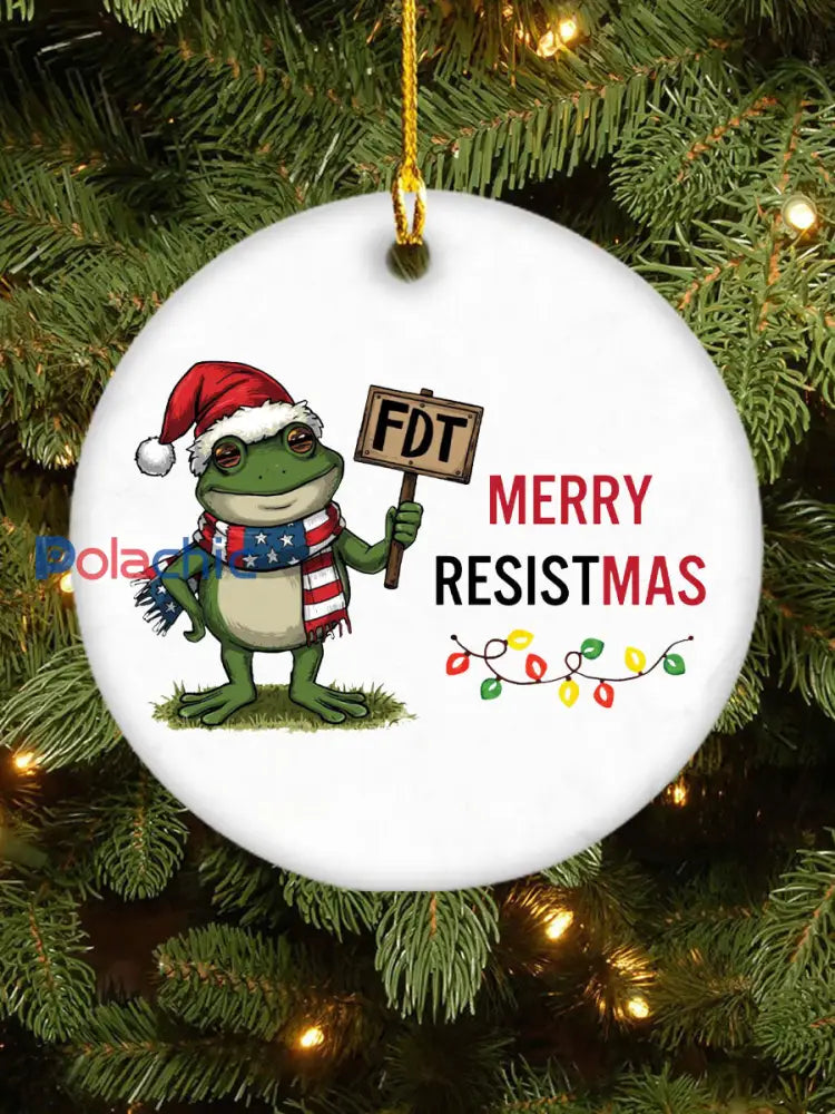 Joyeux Resistmas Imprimer Pendentif Blanc / UN