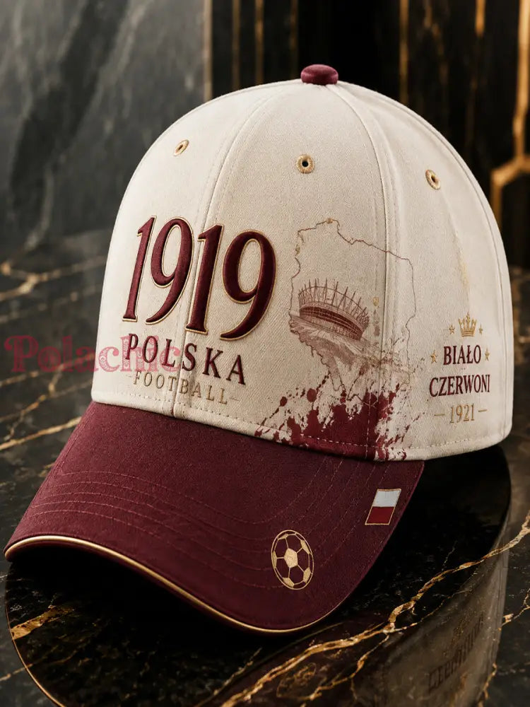 Kapelusz z nadrukiem o tematyce polskiej piłki nożnej - Czerwone wino