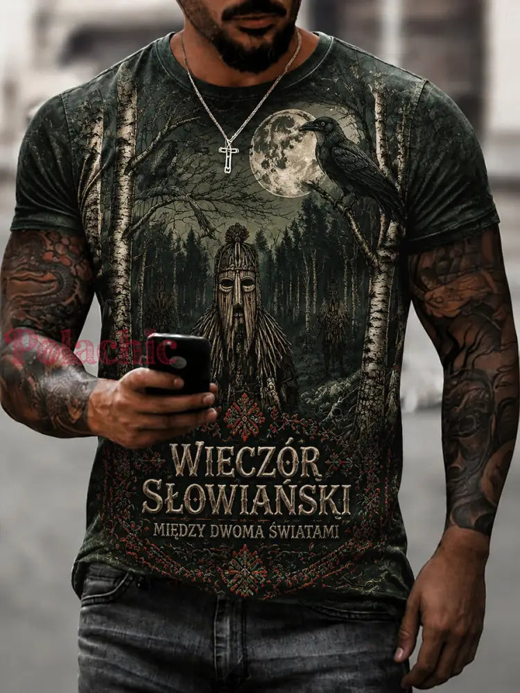 Koszulka graficzna „Słowiańska Jesień” z polskim dziedzictwem - Jak na zdjęciu / S