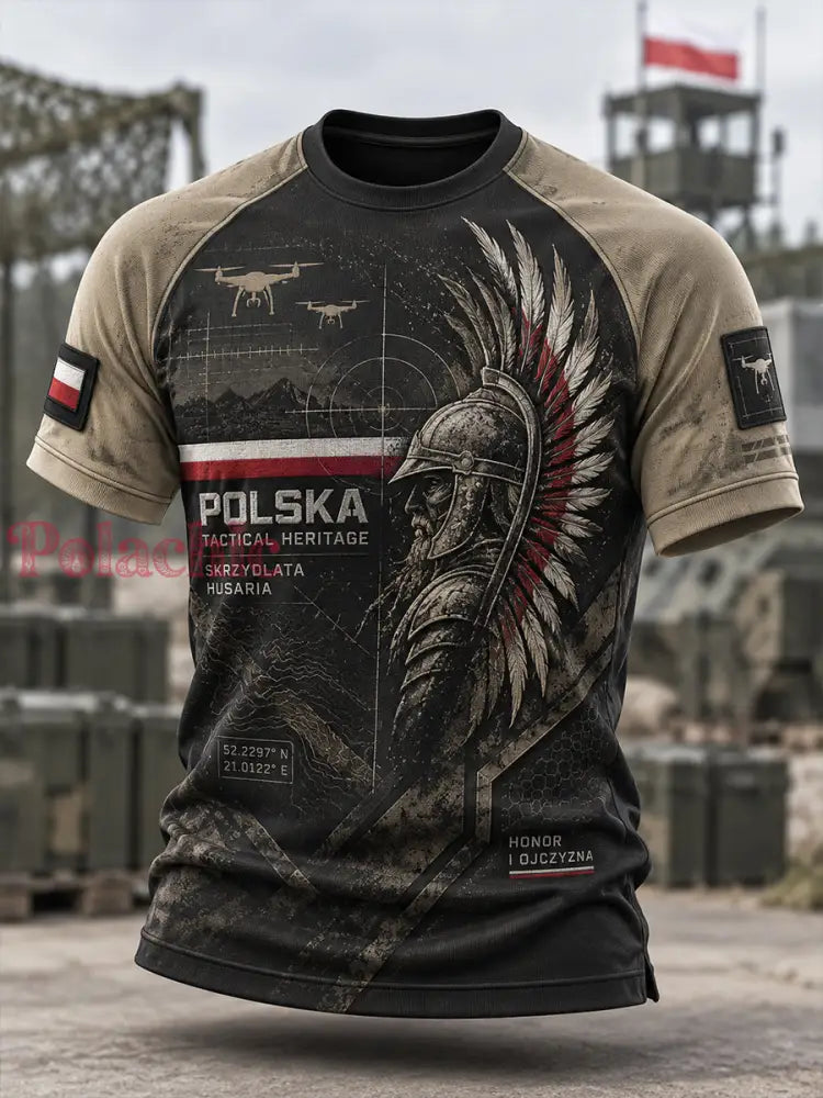 Koszulka męska z krótkim rękawem w stylu wojskowym polska kultura - A / S