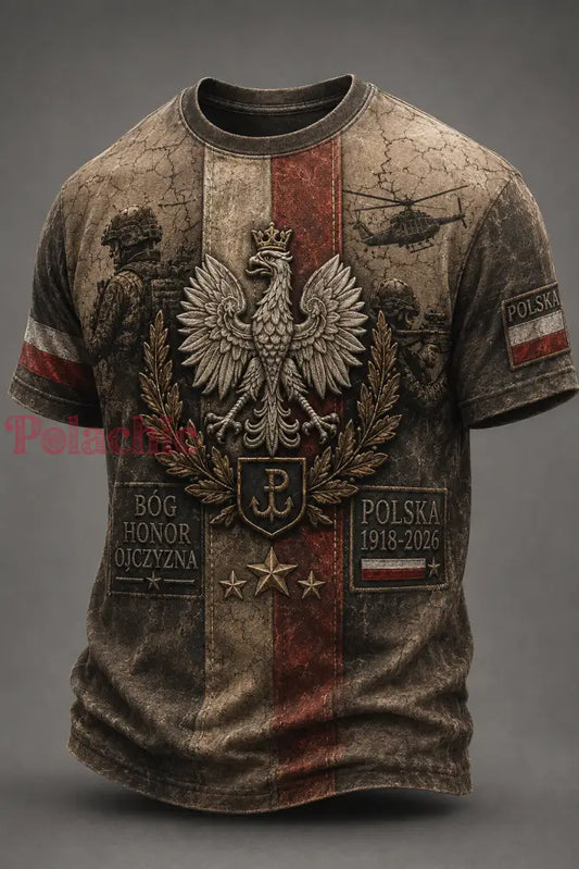 Koszulka męska z krótkim rękawem w stylu wojskowym polskim - A / S
