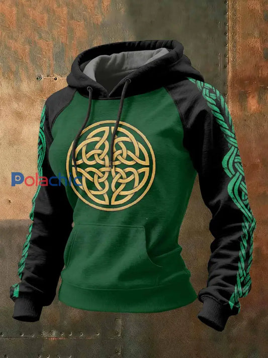 Kvinnor Vintage Viking tryck Casual Sweat à capuche comme image / S