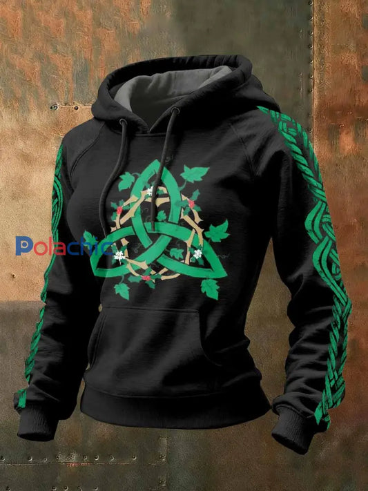 Kvinnor Vintage Viking tryck Casual Sweat à capuche comme image / S