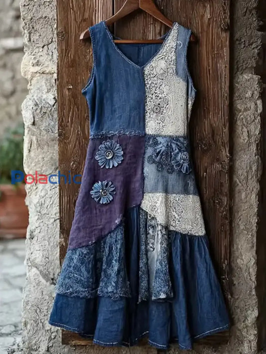 La maladie d’Alzheimer lavande pourpre Vintage des femmes Art robe décontractée comme image / S