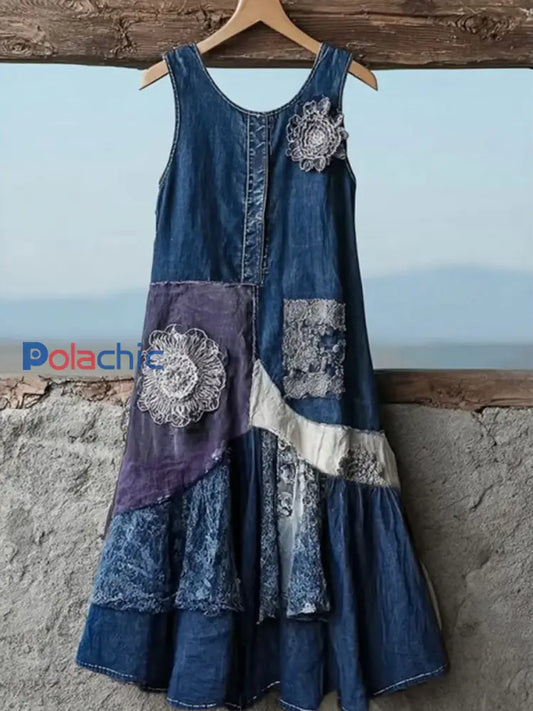La maladie d’Alzheimer lavande pourpre Vintage des femmes Art robe décontractée comme image / S