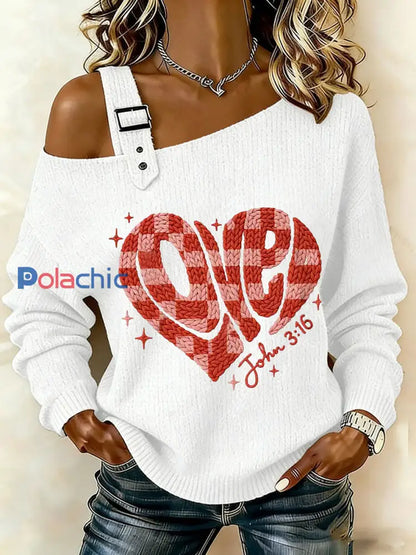 La Saint-Valentin des femmes pour Dieu a tant aimé le monde John 3:16 Tops Blanc / S