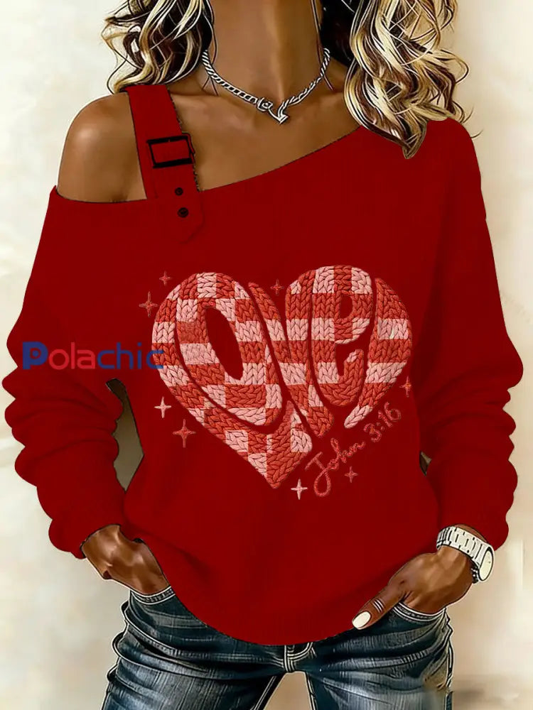 La Saint-Valentin des femmes pour Dieu a tant aimé le monde John 3:16 Tops Rouge / S