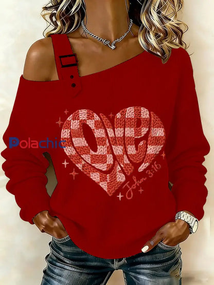 La Saint-Valentin des femmes pour Dieu a tant aimé le monde John 3:16 Tops Rouge / S