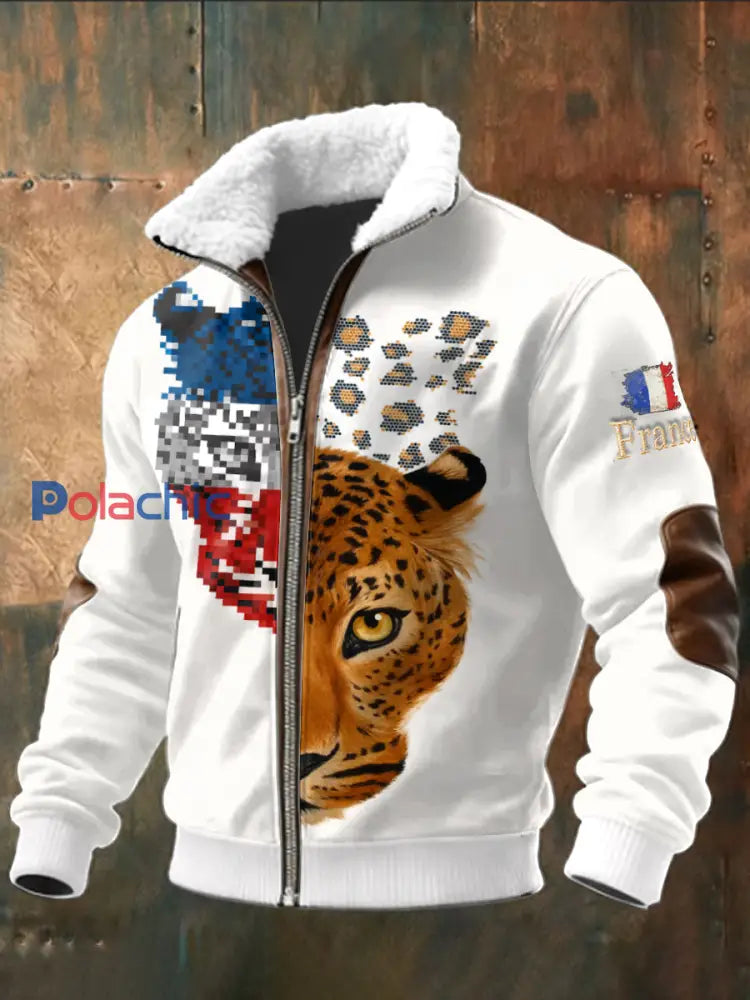 La veste occasionnelle des hommes avec la conception française de tigre Blanc / S