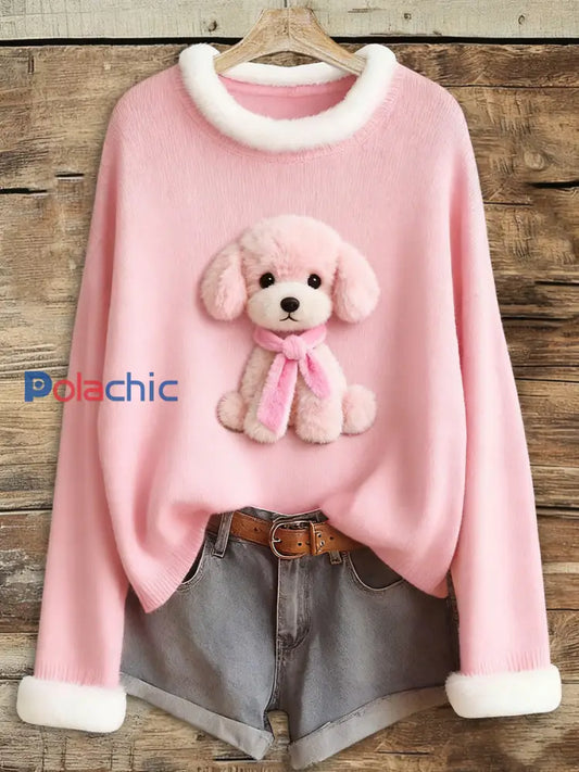 Le cancer du sein rose des femmes en peluche chien imprimé Tops Rose / S