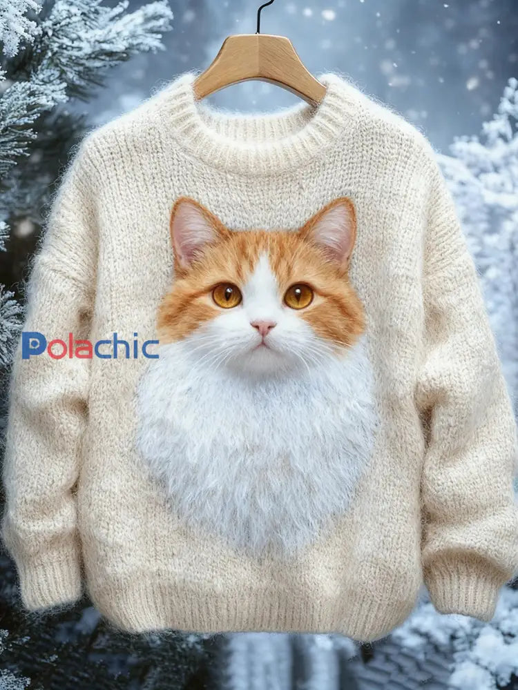 Le chat des femmes a tricoté le chandail comme image / S