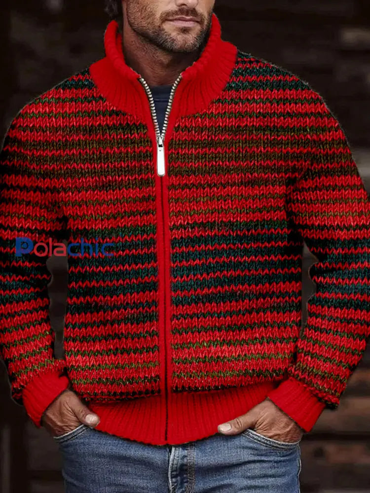 Le contraste des hommes de la conception de couleur confortable Cardigan en tricot comme image / S