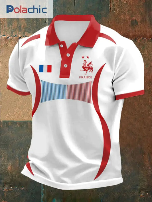 Le drapeau français des hommes conçoivent le polo à manches courtes Blanc / S