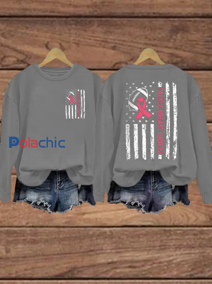 Le football féminin se combine avec le cancer du sein Sweat-shirt régulier Gris / S