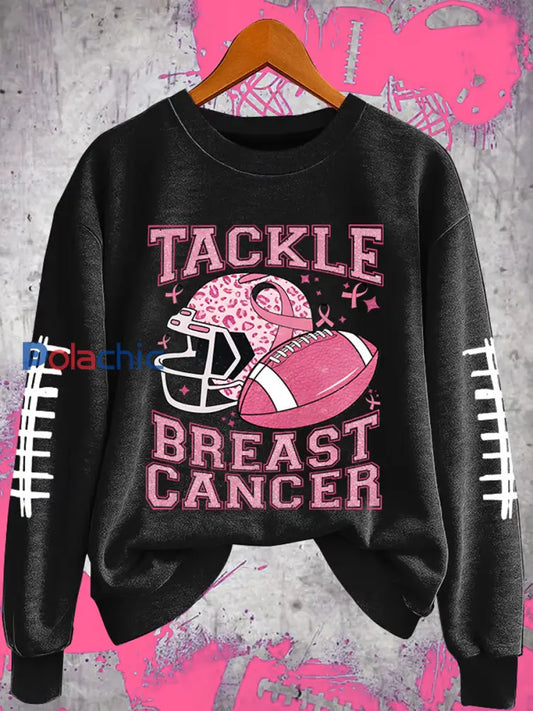 Le football féminin se combine avec le cancer du sein Sweat shirt régulier Noir / S