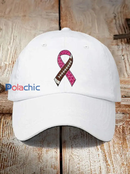 Le football unisexe combine avec le chapeau d’impression de conception de cancer du sein Blanc / ONE