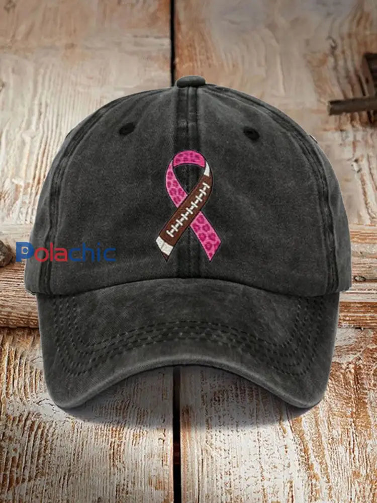 Le football unisexe combine avec le chapeau d’impression de conception de cancer du sein Noir / ONE