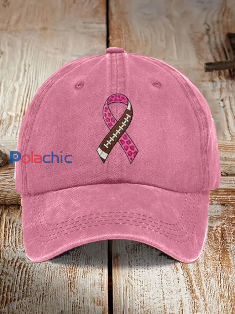 Le football unisexe combine avec le chapeau d’impression de conception de cancer du sein Rose / ONE