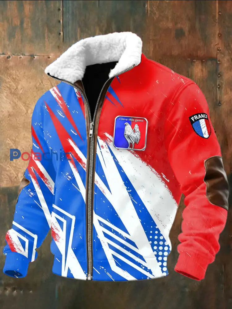 Le sweat-shirt des hommes avec la conception française de coq de drapeau Multicolore / S