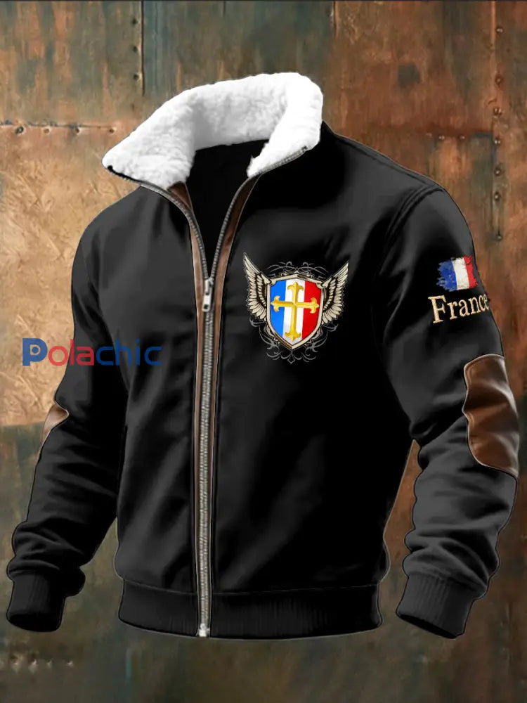 Le sweat-shirt des hommes avec la conception française de gradient de drapeau Noir / S