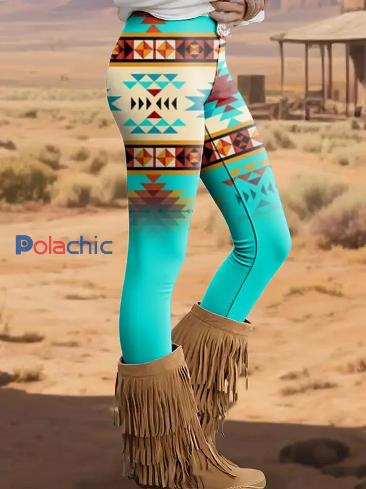 Legging Vintage Western Aztec Femme comme image / S
