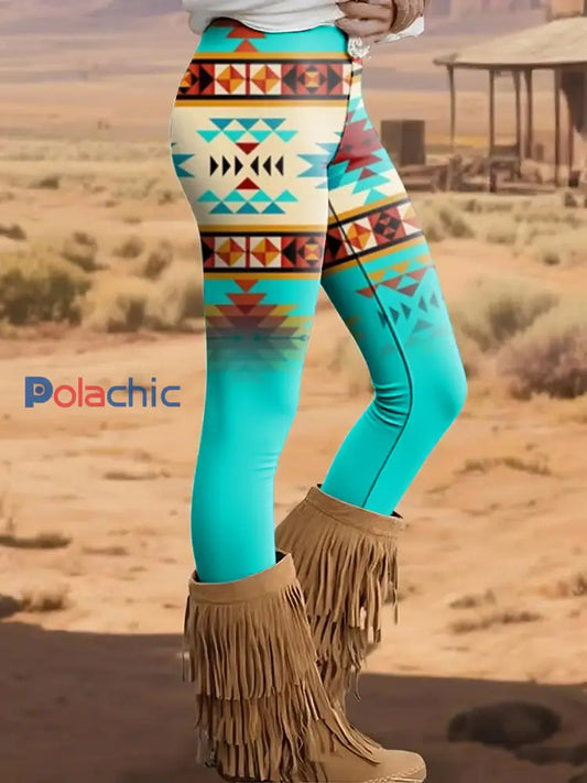 Legging Vintage Western Aztec Femme comme image / S