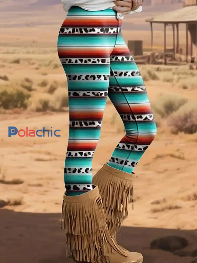 Legging Vintage Western Aztec Femme comme image / S