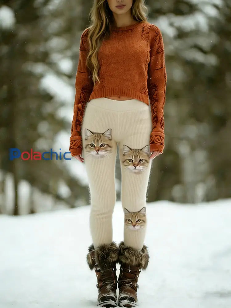 Leggings confortables à imprimé animal vintage pour femmes A / S