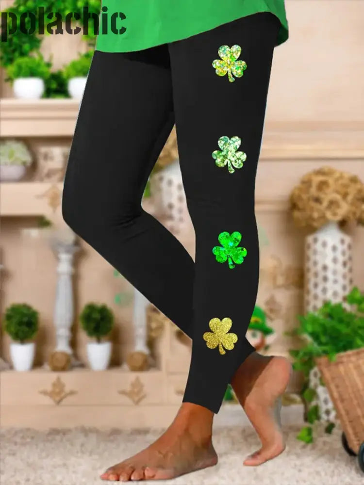 Leggings De Mode Imprimé Trèfle Jour La Saint-Patrick Des Femmes