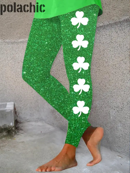 Leggings De Mode Imprimé Trèfle Jour La Saint-Patrick Des Femmes