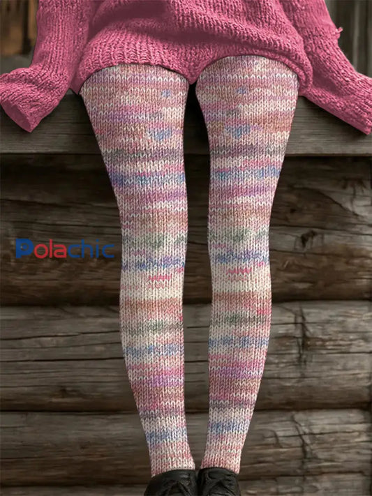 Leggings décontractés à rayures roses pour femmes Rose / S