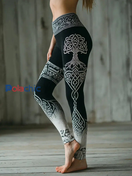 Leggings Viking pour femmes noir et blanc / S