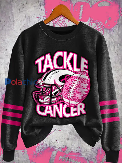 Les femmes s’attaquer au cancer du sein Football Gameday Sensibilisation au cancer du sein Soutien Sweatshirt Noir / S