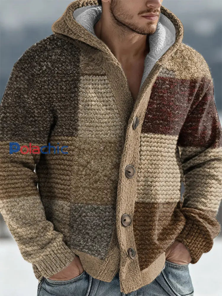Les hommes portent l’art géométrique Cardigan café léger / S