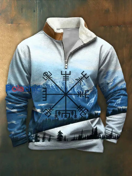 Män Vintage Viking Tryck Sweat à capuche décontracté comme image / S