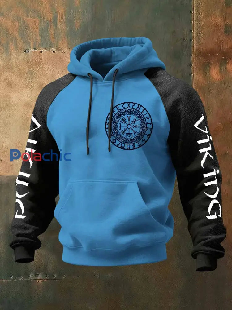 Män Vintage Viking Tryck Sweat à capuche décontracté comme image / S