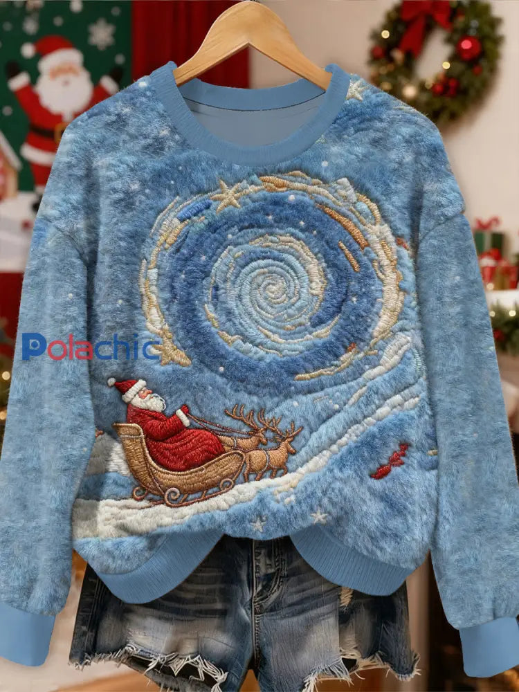 Magnifique Noël Père Noël Motif Casual Sweat-shirt à manches longues comme image / S