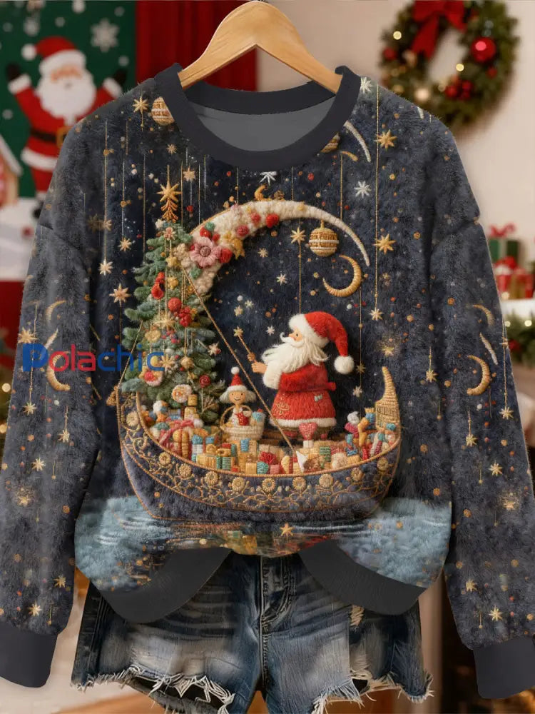 Magnifique Noël Père Noël Motif Casual Sweat-shirt à manches longues comme image / S