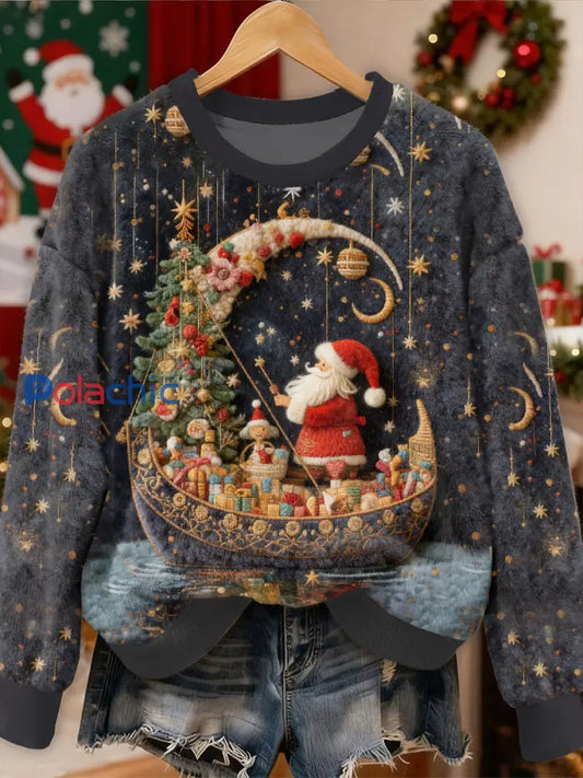 Magnifique Noël Père Noël Motif Casual Sweat-shirt à manches longues comme image / S