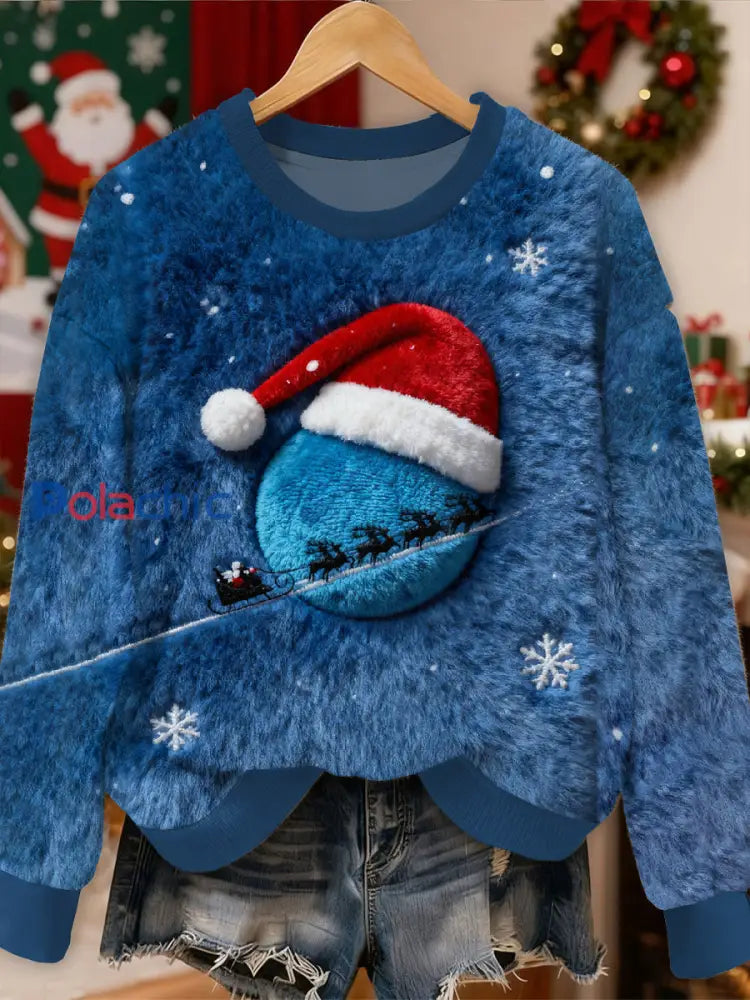 Magnifique Noël Père Noël Motif Casual Sweat-shirt à manches longues comme image / S