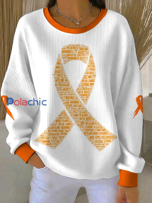 Maladie pulmonaire obstructive chronique des femmes imprimé col rond manches longues Sweatshirt Blanc / S