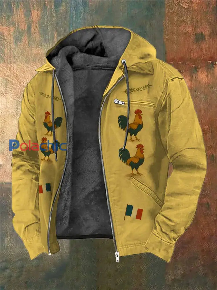 Manteau À Capuche Vintage Coq Français Imprimé comme image / S