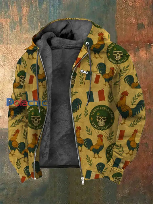Manteau À Capuche Vintage Coq Français Imprimé comme image / S
