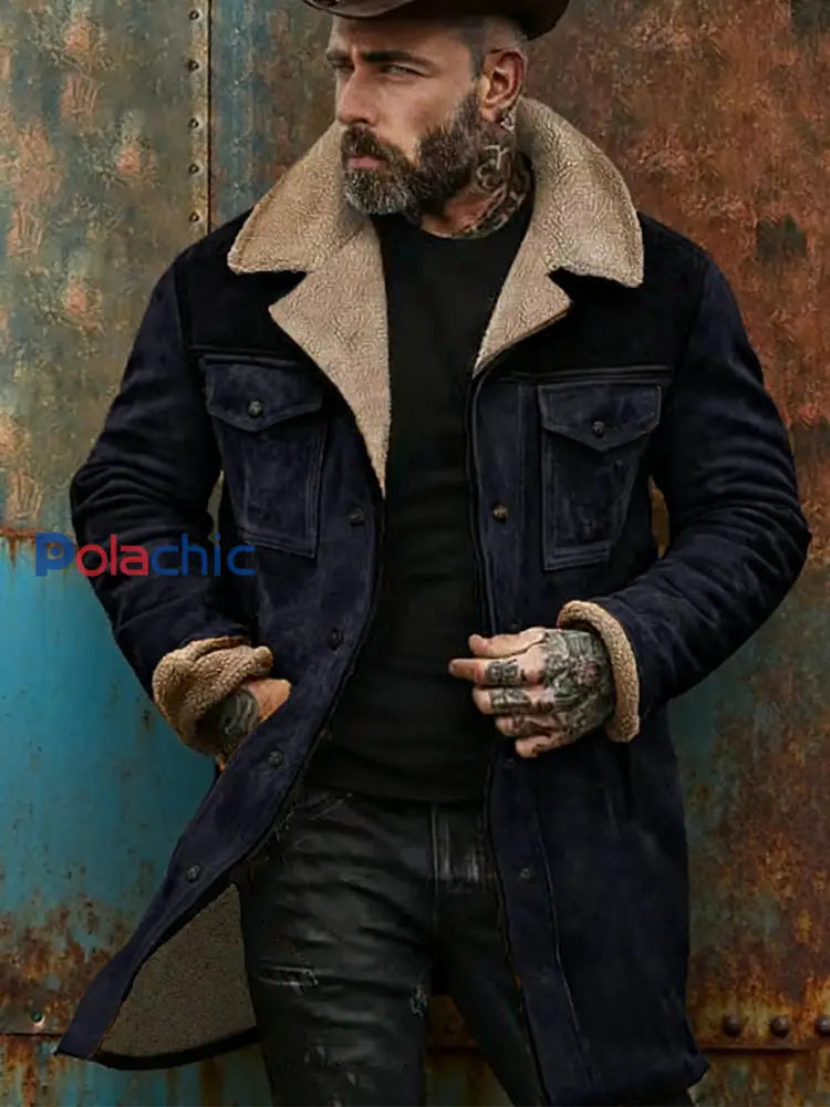 Manteau à fermeture éclair à poches multiples Amazon Veste en daim vintage pour hommes noir / S