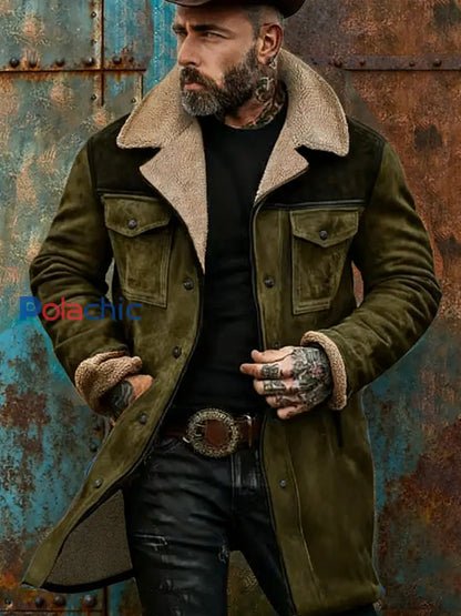 Manteau à fermeture éclair à poches multiples Amazon Veste en daim vintage pour hommes vert d’armée / S