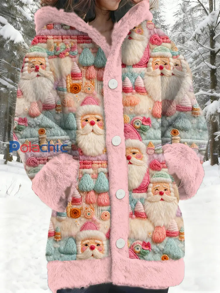 Manteau à motif Père Noël en flanelle pour femme comme image / S