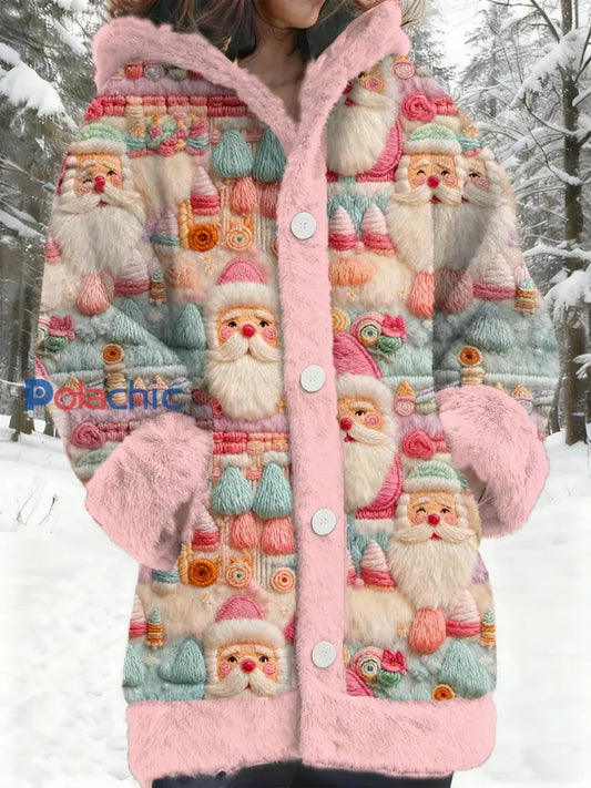 Manteau à motif Père Noël en flanelle pour femme comme image / S